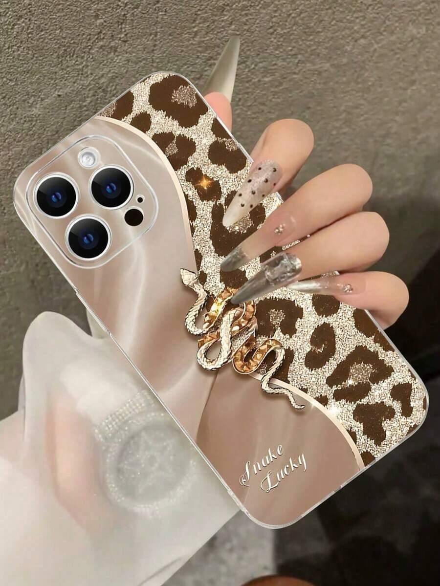1ps Fashion Cute Snake And Leopard Pattern Design, Wear-Resistant And Dirt-Resistant Metal Paint Glass Mobile Phone Case, Suitable For IPhone17prom/17pro/17plus/17/16promax/16pro/16plus/16/11/11pro/11ax/12/12pro/12promax/13/13pro/13promax/14/14plus/14pro14promax/15/15plus/15pro/15promax, Galaxy A16 Phone Case - Multicolor - View 1