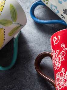 1 cană ceramică sub glazură pictată manual - design minimalist și retro, cană de cafea de mare capacitate, ideală pentru cupluri sau pentru uz zilnic