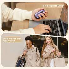 ColdSky 可充电暖手宝 2 件装，磁吸式电暖手宝，带数字显示屏，可重复使用，最高温度可达 140℉，便携式口袋暖手宝，户外、露营、狩猎保暖好礼，圣诞礼物，暖手宝，男士礼物，圣诞袜填充物，可充电保温暖手宝，闺蜜节礼物，送给小狗的礼物，嘉年华礼物，派对装饰 - 彩色 - 查看 8