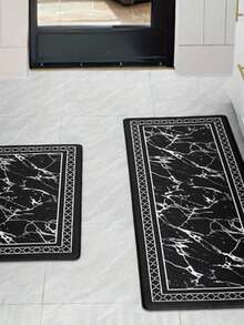 1 Stück Schwarz-Weiß Marmor Textur Küchenmatte, Luxus Marmor Muster Küchenläufer, Küchenteppich, Küchenmatte, Küchenboden Teppich, Fußmatte, Kleiner Teppich, Teppich, Läufer, Bodenmatte, Bereichsteppich, Outdoor Matte, Heimdekoration, Bereichsteppich, Schlafzimmerteppich, Plüschteppich, Flauschiger Teppich, Herbst/Winter Teppich, Dick/Plüsch, Waschbarer Teppich - Verschiedenfarbig - Übersicht 2