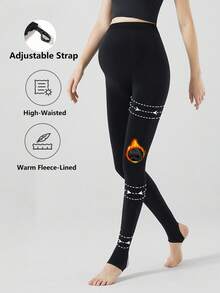 1 Paar schwarze Umstandsstrumpfhosen mit Fleecefutter, einfarbig, modisch, verstellbarer Bund, essentiell für den täglichen Gebrauch, Herbst/Winter