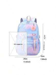 Stitch Student School Bag Large Capacity Backpack Rainbow Print Cartoon Outdoor Backpack Large Capacity Makeup Organizer Makeup Case, For Lipstick, Brush, Skincare, Mobile Phone, Coin, Small Items, For Home,Gift,Vacation And Festival Christmas Multifunctional Use