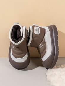 1 Pair Children's Outdoor Soft-Sole Thermal-Lined Snow Boots, Fashionable & Versatile For Winter