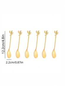 6 pièces Cuillères à café en acier inoxydable, cuillères en acier inoxydable dorées créatives et personnalisées, set de couverts pour café, thé et dessert, cuillères à mélanger