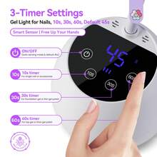 SAVILAND Gooseneck U V Lamps For Gel Nails: Smart Sensor U V Nail Lamp 10S Quick Drying U V Light For Gel Nails 36W Rechargeable LED Nail Lamp 4 Timer Setting 360° Adjustable Nail Tech - White - View 4