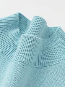 Balabala Tween Boy Casual Letter Embroidered Crew Neck Long Sleeve Loose Knit Pullover Sweater, Autumn/Winter - Sky Blue - View 6