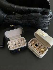 1 PIEZA Organizador de joyas portátil con estilo navideño para viajes, diseño minimalista, estuche de almacenamiento para anillos, collares, aretes y lápiz labial, caja de exhibición compacta - Colección navideña de almacenamiento, adecuado para uso invernal y viajes, regalo de Navidad ideal para seres queridos (perfecto para regalos navideños), esencial para abastecerse a fin de año, ayudante práctico para decoraciones navideñas (mantiene las joyas ordenadas para atuendos festivos) - Multicolor - Ver 7