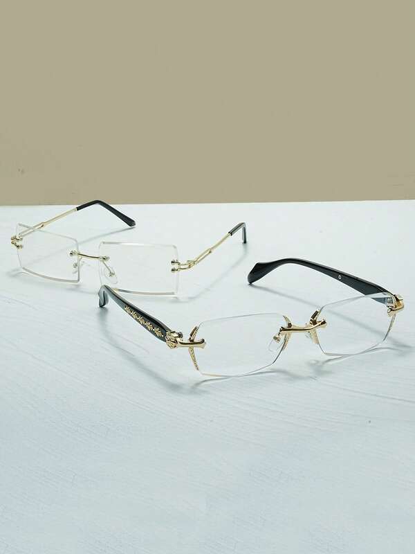 2 paia di occhiali da uomo in metallo di lusso e trasparenti, adatti per uso quotidiano, studio, lettura, visione TV, giochi al computer