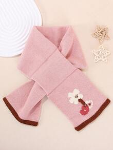 1 件儿童可爱提花针织围脖，秋冬保暖防风围巾，适合男孩和女孩