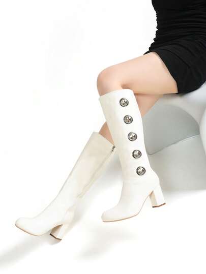 Stivali western retrò da donna per autunno/inverno, eleganti stivali alla caviglia con tacco chunky