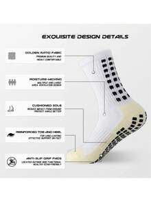 4 Pairs Men's Football/Basketball Socks With Anti-Slip Grip Pads, Suitable For Sports