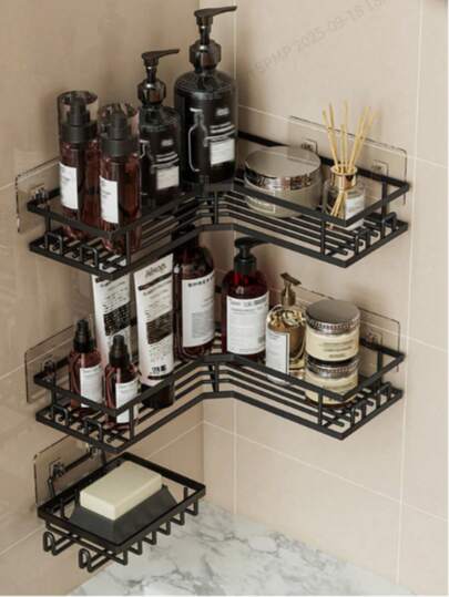 Accesorios de baño: juego de estantes de baño de acero inoxidable, que incluye estante de ducha de esquina, organizador de ducha de pared, soporte para champú y jabonera, decoración de baño para el hogar, decoración de otoño, regreso a clases: accesorios de baño y artículos esenciales de Bathroom Orginazor con estantes de ducha y accesorios de ducha para una decoración de baño elegante, artículos esenciales para dormitorios universitarios.