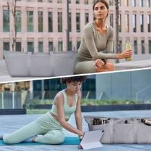 Bolsa para tapete de yoga con compartimento para zapatos y bolsillo húmedo, bolsa de gimnasio para pilates para mujeres y hombres con correa para sujetar el tapete de yoga, accesorios para entrenamiento - Gris - Ver 6