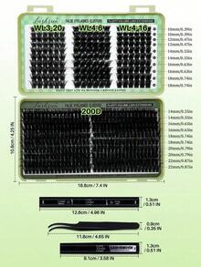540pcs D Curl 4 Styles 10-18mm/14-22mm Mixed Length Fluffy Volume Cluster Lashes Kit Soft And Comfortable False Eyelashes Long-Lasting Lashes Kit With Lash&Seal Lash Remover And Tweezers Eyelash At Home Daily Life&Dates And Party - 黑色 - 查看 6