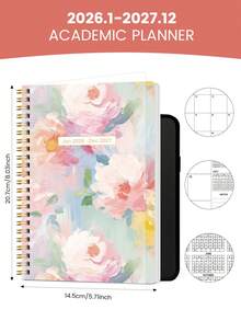 BUBU 2026-2027 学年周计划和月计划，2026 年 1 月 - 2027 年 12 月，5.7 英寸 X 8.1 英寸，软封面，线圈装订，学校和办公用品返校用品 - 粉色 - 查看 4