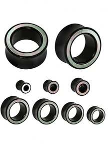 1PC Hollow Gold Stainless Steel/Sandalwood Double Color Ear Plugs Wood Ear Gauges/Expander/Stretcher Piercing Body Jewelry - As Shown - View 30