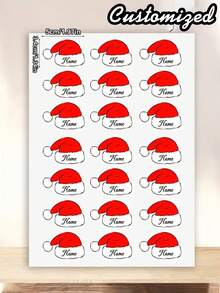 Personalized Santa Hat Sticker,Personalized Christmas Hat Stickers,Custom Christmas Sticker For Kid,Christmas Gift Sticker, Holiday Sticker,Santa Christmas Sticker,Reusable Glossy Finish For Gift Wrapping, Party Decorations, Office, School, Home - Compatible With Water Bottles, Packaging