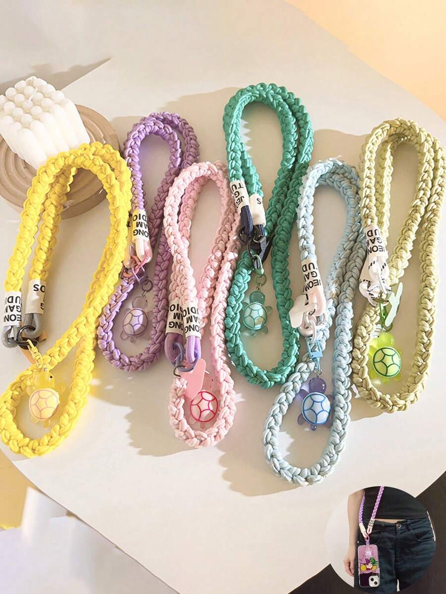 Pink Sea Turtle Pendant Phone Case With Detachable Strap, Crossbody Chain, Versatile For All Phones