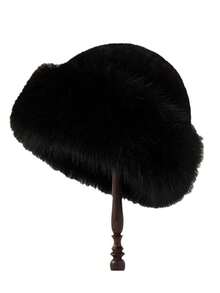 1pc Faux Fox Fur Mongolian Hat, Women's Solid Color Fluffy Bucket Hat, Thick Warm Winter Hat, Fashion Versatile Ear Protection, Suitable For Daily Outings - MM1495 - View 9