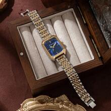 xinyunkou 全新奢华钢带女士手表，时尚简约方形石英女士腕表 - 金色 - 查看 4