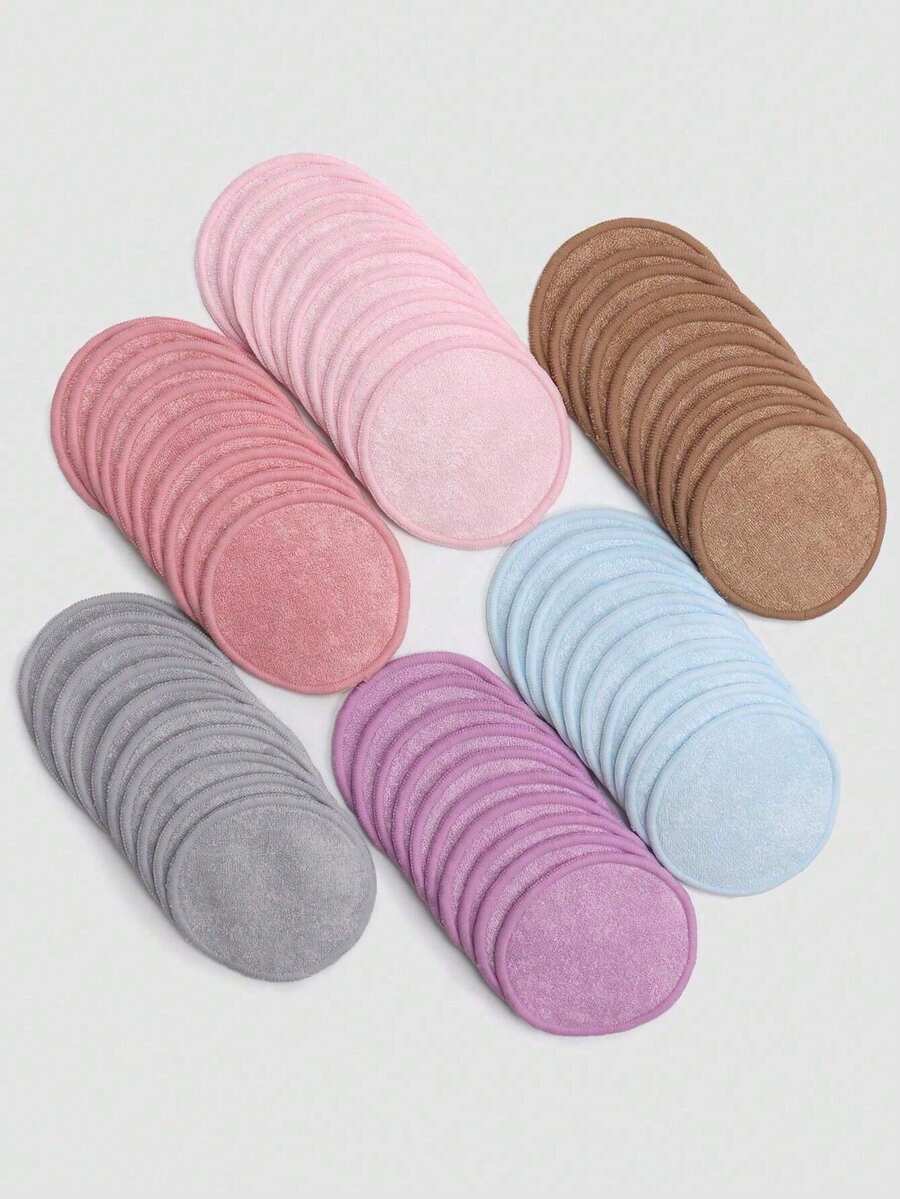 4pcs Reusable Makeup Remover Pads, Soft Makeup Cleansing Pads, Suitable For Facial Cleanser - Washable Bamboo Round Pads, Face Skin Care Pads, Dual-Sided Makeup Remover Cloth, Round Design For Facial And Skin Care Blurry Fluffy Sponge, Removing Heavy Makeup And Face Foundation Pads, Suitable For All Skin Types Facial Cleaning Pads.