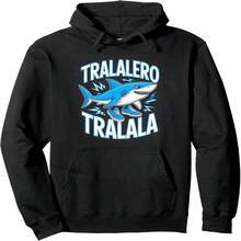 Tralalero Tralala Energetic Shark Fun Art Pullover Hoodie - 黑5 - 查看 1
