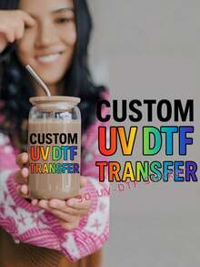 1pc Custom UV DTF Transfer: Full-Color Waterproof Sticker, Instant Application, Christmas Gift, Drink Bottle Sticker, Toy Sticker, Storage Box, Christmas Gift, 5pcs Set