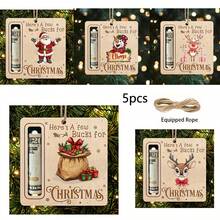 5/1 pièce Décoration d'arbre de Noël en bois - Sac à argent de Père Noël et de renne pour arbre de Noël avec fente pour l'argent, ornement suspendu pour la décoration de l'arbre de Noël, la décoration de la maison, la fête de Noël, l'événement de Noël, l'ornement thématique de Noël, la décoration de fête de Noël, Joyeux Noël, cadeau de Noël, décoration de Noël, cadeau pour les amis et la famille