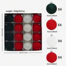 16pcs/Box New Velvet Christmas Balls, Shatterproof Christmas Tree Hanging Ornaments, Holiday Party Decor Balls Home Decor Christmas Decorations Room Decor Winter Christmas Decorations Home Christmas Gifts Christmas Decor