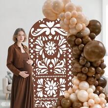 D6ft Brown Mexican Fiesta Arch Cover  Shower Backdrop2Sided Round Top Chiara Backdrop Arch Covers For Mexican Wedding Birthday Bridal Shower Party Decoration10 - 棕色 - 查看 5