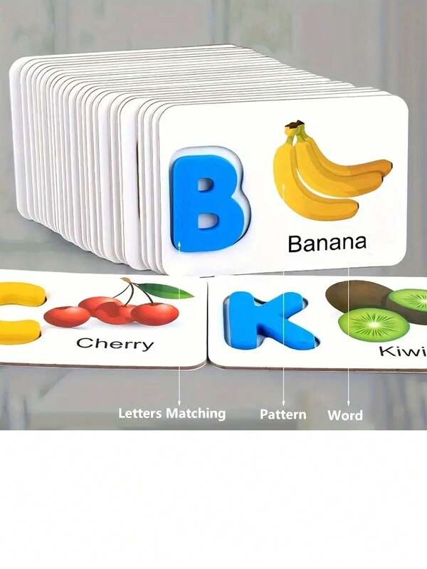 Fruit & Vegetable Alphabet Flash Cards, Educational Learning Toys For Children