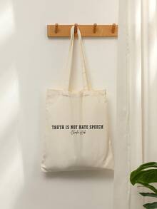 1 Pc Truth Is Not Hate Speech Pattern Tote Bag Shoulder Bag For Travel Daily Commute Women's Shopping Bag, Best Gift For Her,  Folding Shoulder Bag Summer Beach Holiday Bag Travel Gift For Man Woman