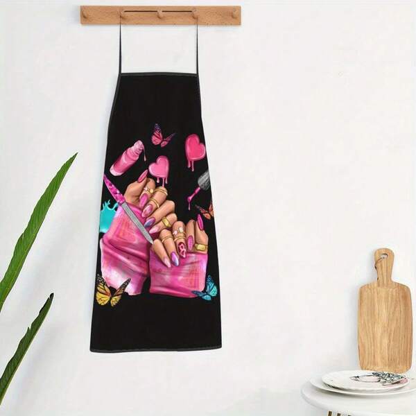 Tablier de manucure rose unisexe, tablier de chef adulte femme pour la cuisine, la manucure et la pâtisserie
