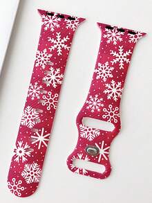 1pc Christmas Snowflakes Printed Silicone Watch Band Compatible With Apple Watch Band Strap 38mm 40mm 41mm 42mm 44mm 45mm 49mm (S10 42)Mm (S10 46)Mm, Fashionable Soft Silicone Sports Watch Strap Bands Compatible With Iwatch Series 11 Ultra 3 SE3 Ultra 2 S10 SE2 9 8 7 SE 6 5 4 3 2 1 , Fine Women Fashion Watch Accessories, Smart Watch Strap/Band, Unique Personalized And Style Strap