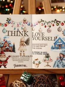 6 pegatinas planas, serie de villancicos nocturnos de nieve, pegatinas decorativas de bricolaje con tema de ilustración navideña para scrapbooking