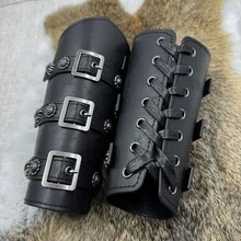 Two-Piece Handmade Halloween European Medieval Retro Knight Wristband COSPLAY Stage Costume Props - Black - View 2
