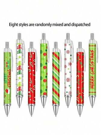 16pcs Christmas Retractable Gel Ink Pens, 1mm Cute Santa Claus Cartoon Black Ink Ballpoint Pens, Suitable For Adult Stationery Writing, Christmas Home Decor, Christmas Gifts, Party Supplies