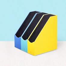 Estante para Archivos Archivo Rack Office Supplies Archivo Almacenamiento Cesta Office Escritorio Vertical File Holder Cuero Informacin Clasificador de Archivos Mejor Almacenamiento - inicial - Ver 3