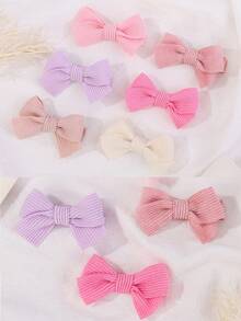 6/20pcs Pet Solid Color & Striped Bow Hair Accessories - Minimalist, Fresh & Cute Multi-Color Styles, Suitable For All Seasons, Soft & Comfortable Texture, Cat/Dog Grooming Decorations (Random Color) - Multicolor - View 6