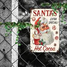 Vintage Santa Claus Special Hot Cocoa Metal Tin Sign - Festive Decoration With Holiday-Themed Illustrations, Wall Hanging, Multi-Purpose Home Decor, Decoration | Vintage | Tin Wall Sign, Indoor Decorations
