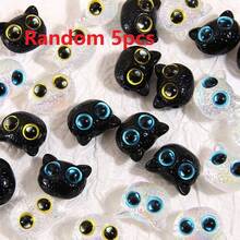 1/2/7/10/20/30 件可爱大眼黑猫树脂珠适用于 DIY 手链项链珠宝制作用品