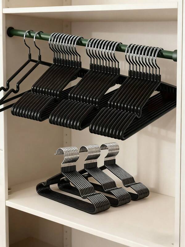 paquete de 5/10 piezas, Percha antideslizante de alta resistencia, (40 cm x 20 cm), Percha antideslizante de alta resistencia en negro, Suministros para el dormitorio, Suministros de almacenamiento, Solución de almacenamiento duradera y de calidad para el dormitorio y el armario - Sin colgar con esfuerzo, Diseño que ahorra espacio, Perfecto para la vida, Decoraciones navideñas para el hogar