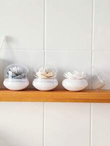 1pc Flower Shaped Toothpick Holder, Lotus Flower Toothpick Storage Box, Home Use - White - View 4