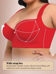 mimilemon Plus Size Seamless Black Smooth Minimalist Padded Bra For Women - Red - View 4
