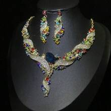 1 Set Women's Jewelry Set, Vintage Rhinestone Inlaid Earrings & Necklace 3-Piece Set, Suitable For Brides, Weddings, Banquets, Parties