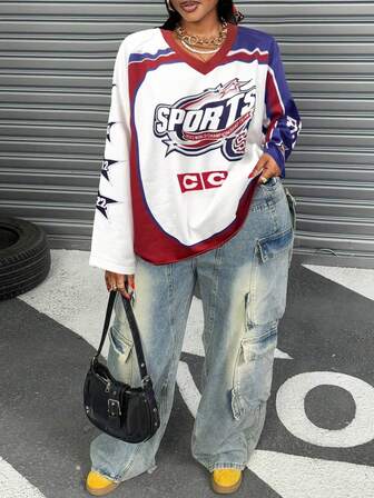 New Street Sports Sweater In Autumn And Winter, Suitable For Music Festivals, Concerts, Stage And Stage Performances, Daily Travel, Basic Versatile, Easter, Western Style, Nomadic Style. Birthday Party, Graduation Ceremony, Back-To-School Season, Student Dress, Leisure, Cruise, Beach And Other Scenes, Alphanumeric Printing, Loose Contrast Long-Sleeved Sweater, Suitable For Going Out To Wear.