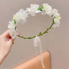 1pc Romantic Bride Wedding Floral Headband, Fairy-Like Nature Style Wreaths & Crowns Tiara Costume Crown Hair Garland Hair Vine Headpiece Hair Circlet Tiara, Hawaiian Outfit For Women, Summer Accessories, Accessories - Purple - View 16