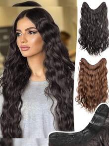 20 Inch Water Wave Hair Extension Wig 5 BB Clip Style Fluffy Curly Hair Extension Wig Synthetic Heat-Resistant Fiber Suitable For Women's Daily Holiday Wear