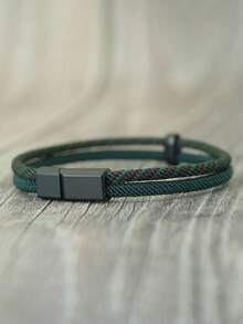 1 chiếc vòng tay nam màu đen có nam châm, dây bện nhiều màu sắc, phụ kiện cá nhân hóa. - Vòng tay khối màu - Xem 6