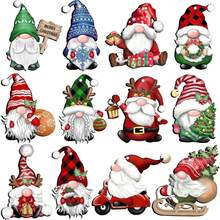 24pcs Christmas Gnome Wooden Hanging Ornaments With Strings, Wood Hanging Decor For Christmas Tree Decoration, Gnome Santa Doll Wooden Hanging Craft Gnome Elf Party Supplies